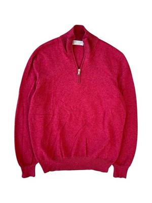 Brunello Cucinelli Cashmere Half Zip Sweater Red Size 52 Made in Italy Luxury