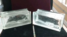 Vintage Lot 2 Glass Brick Architectural Salvage Wall Blocks 7 3/4x 3 3/4 x 3