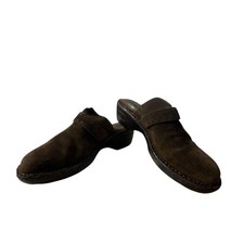 Born Suede Leather Mule Clogs Slip On Buckle Low Heel Brown Comfort BOHO Size 10