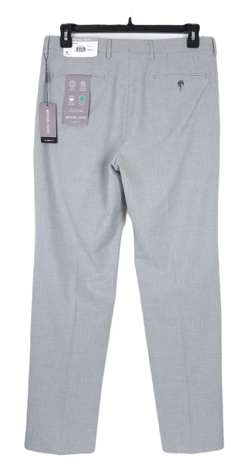 Pantalones de vestir Michael Kors elásticos de ajuste clásico gris claro liso 33x32 para hombre nuevos con etiquetas Foto 3 de 4