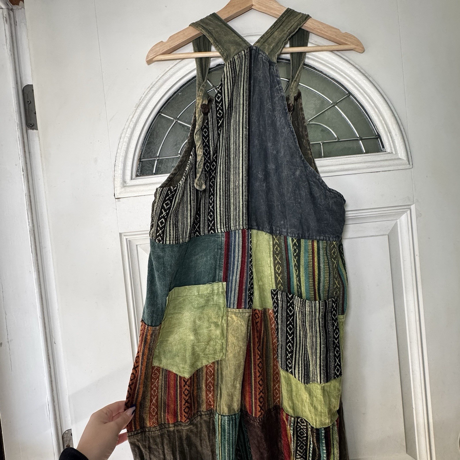 Gringo Patchwork Boho Overalls Small Festival Hip… - image 4