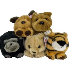 Puffkins Lot of 5 Plush Stuffed Swibco All Have Tags Ape Dogs Tiger Bear