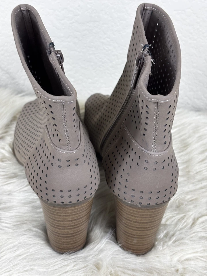 Breckelle’s Amber-32 Mujer’s 11 Gris Beige Peep Toe Botines Tacón Grueso Foto 4 de 4