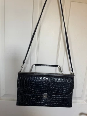 Vintage SALISBURY (England) Black Handbag with Shoulder Strap - Image 1 of 3