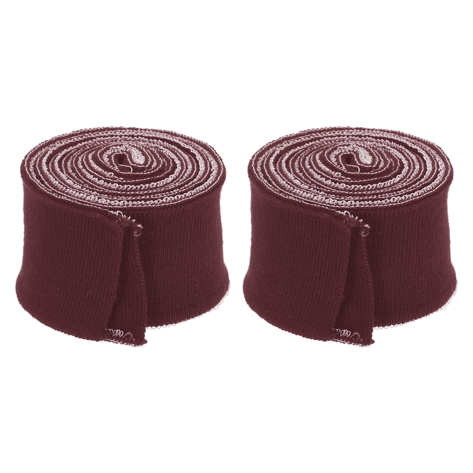 2Pcs 1.5 Inch x 2.6ft Elastic Cuffs Knitted Ribbed Cotton Fabric Red Brown