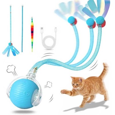 Interactive Cat Toys Ball，Automatic Interactive Cat Toy with 3 Modes, LED Lig...