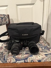 Canon EOS Rebel T6 Digital Camera extra lenses charger bag tested working