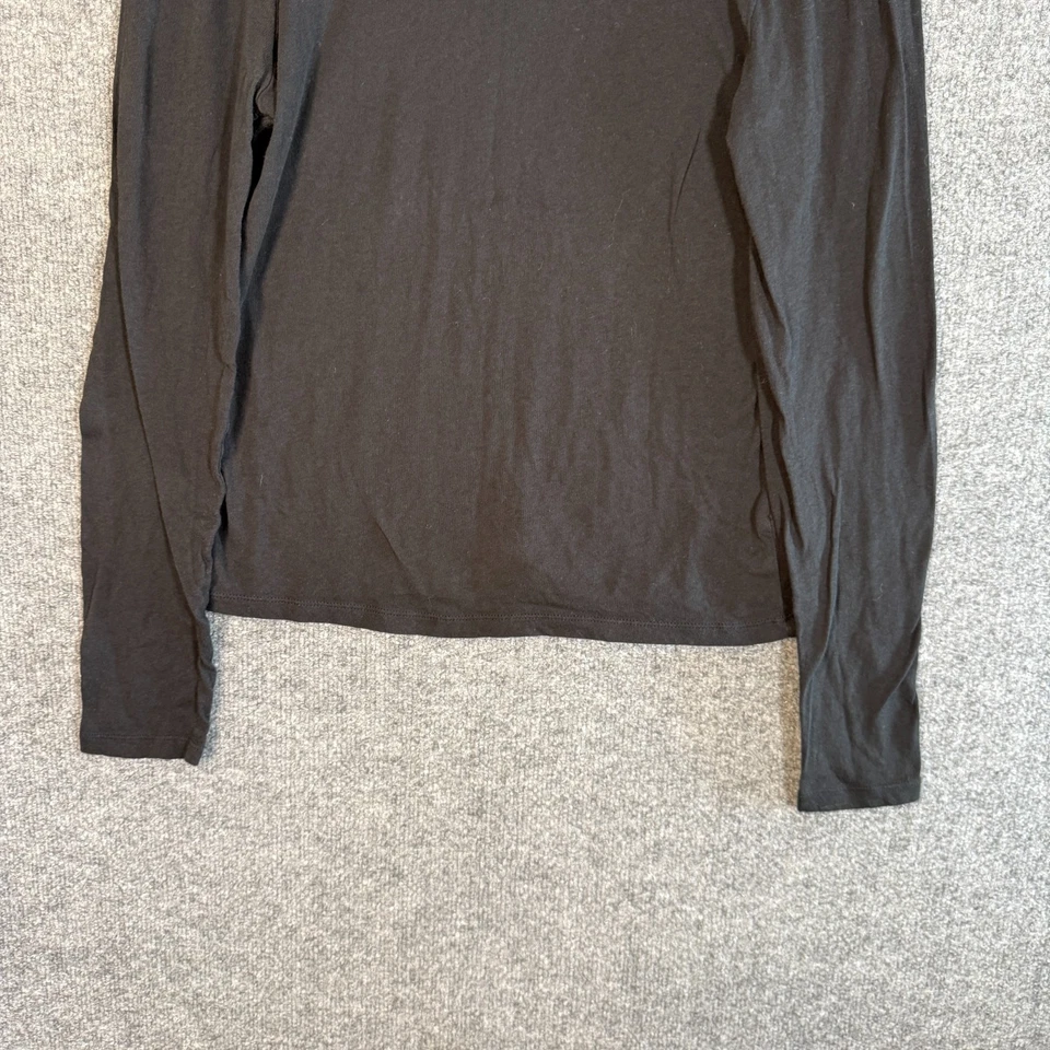 J. Camisa Crew Tissue Crepe Cuello Alto Mujer Grande Negra Manga Larga Elastizada Foto 2 de 4