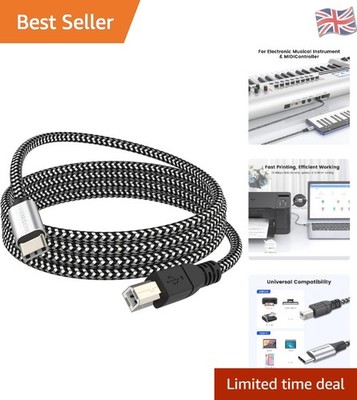 USB C auf USB B MIDI Kabel, 9,84FT Geflochtenes Nylon - High-Speed Anschluss