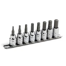  Hex Bit Socket Set, 8 Piece, 3/8 Inch Drive Metric, Sizes 3-10mm, Hex, Metric