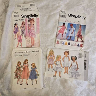 Girls Sewing Pattern Lot Size 1-5Dress Bundle Cut & Uncut Childrens corner PKG11