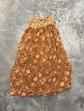 American Eagle Dress Womens M Orange Maxi Floral Cottage Tank Boho Strapless