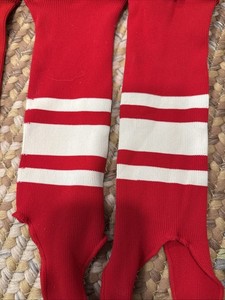 Pair Vintage Baseball Sock Stirrups Red/ White Stripes