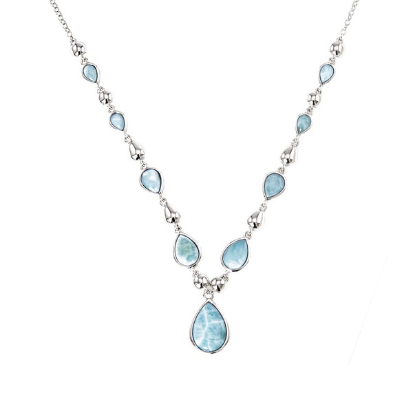 Cavill Larimar Silbercollier Damen 925 Sterling Silber Tropfen 11,4Ct-image
