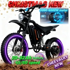 20in E-Bikes For Adults 60V 32AH 37 MPH Fat Tire E Mountain E Bicycle 6000W Peak