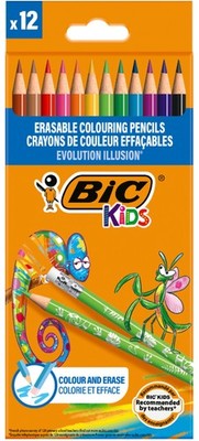 12 BIC KIDS Buntstift EVOLUTION ILLUSION, radierbar, 12er Etui