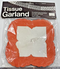 NOS Vintage Amscan Halloween BLACK/ORANGE Tissue Garland 12 Feet Long