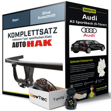 Für AUDI A3 Sportback (5-Türer) 8YA Anhängerkupplung starr +eSatz 7pol 19- NEU