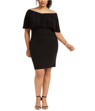 Connected Apparel Womens Solid Sheath Dress, Black, Plus Size, 20W