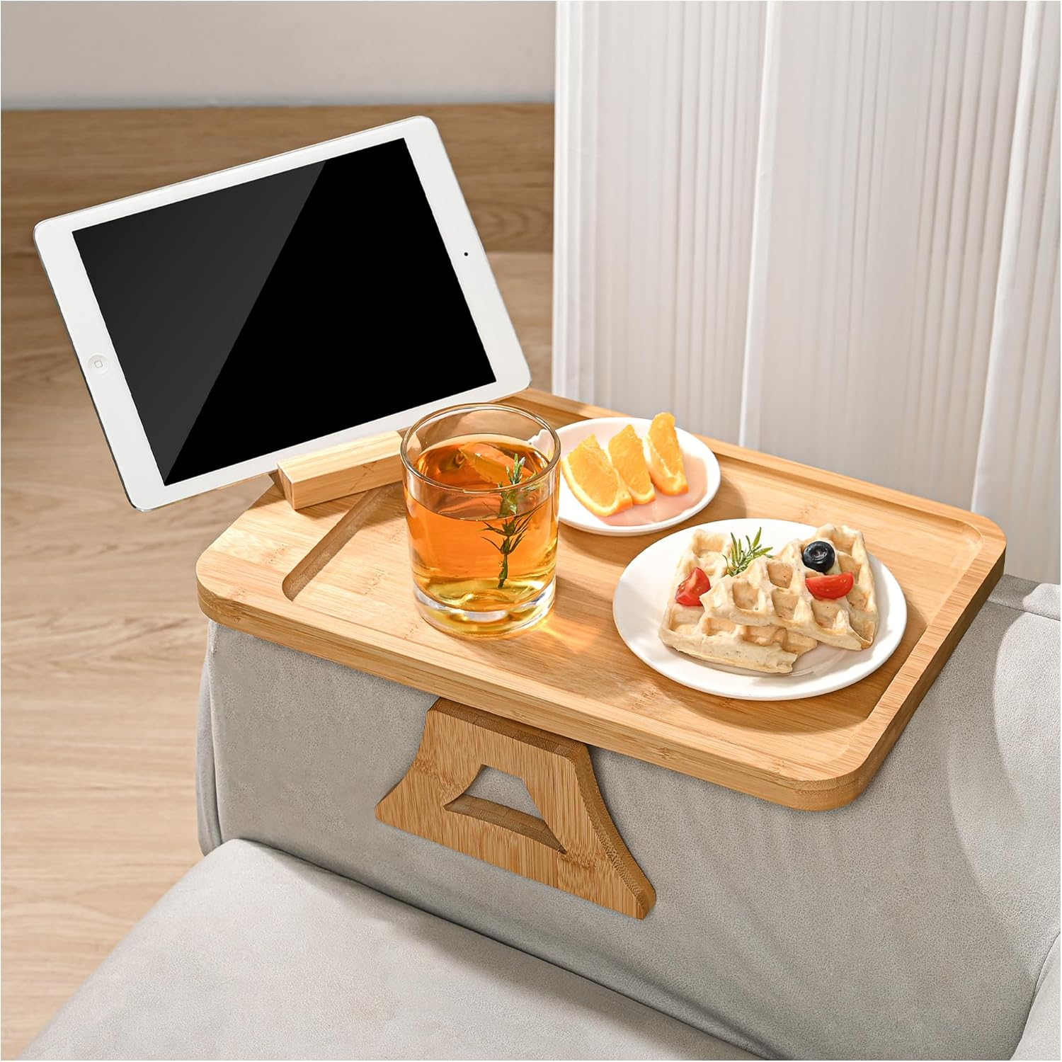 Couch Arm Tray, Sofa Table 15” X 10” Large Bamboo Foldable Couch Arm Table Sofa