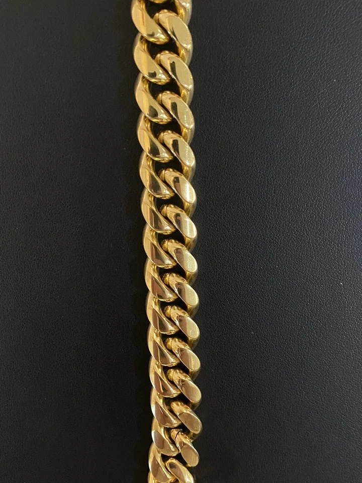 Brazalete Miami Cuban Link Oro 18k Vermeil Acero Inoxidable Para Hombre Hip Hop 14mm Cierre de Caja Foto 4 de 4