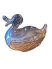 Vintage Iridescent Depression Carnival Glass Duck Candy Powder Dish#246