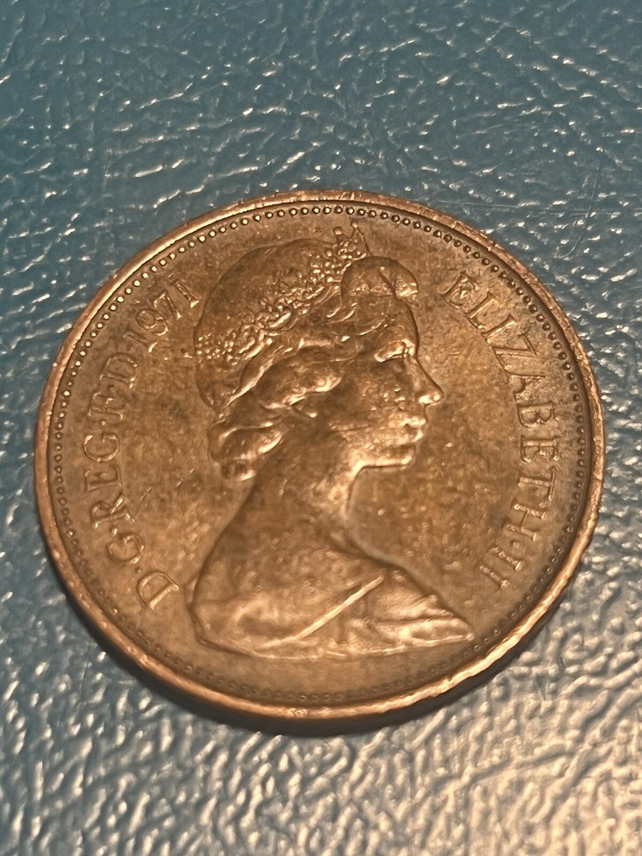 英国コイン 2 New Pence, 1971年 UK COIN Rare 1971 2 New Pence Queen Elizabeth II Circulated