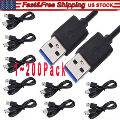 USB 3.0 A Male to A Cable Lot Data Transfer Super Speed Power Charger Metal 3FT