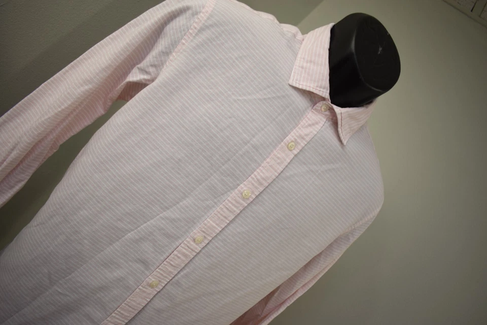 Vineyard Vines Slim Fit Cooper Shirt Linen Pink Striped Long Sleeve Mens Medium - Image 3 of 4