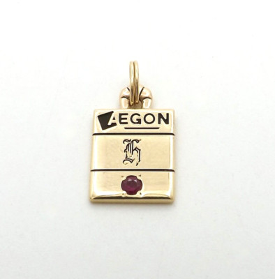 14k Gold Aegon Corporation Rubin 15 Jahre Mitarbeiter Service Charm Anhänger EMB CTO