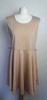 *BNWT* STYLE PLUS Ladies UK20/22 Beige Sleeveless Skater Summer Dress F2