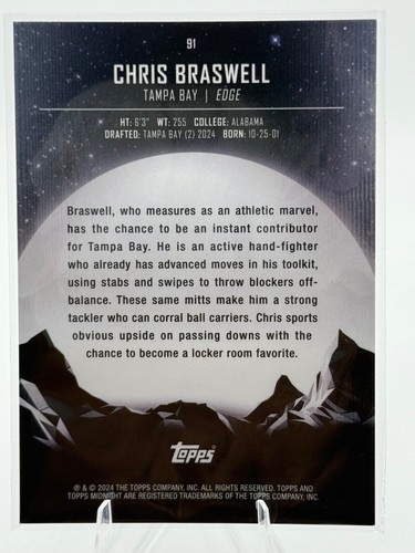 2024 Topps Midnight Chris Braswell Rookie MORNING /149 Tampa Bay Buccaneers RC🔥 - Picture 2 of 2