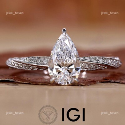 Brilliant Cut Diamond Christmas Solitaire with Accents Wife Ring 14K White Gold