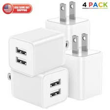 4x Travel Wall Fast Charger Dual USB Power Adapter 2.1A/5V Plug For iPhone iPad