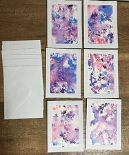 Handmade Painted Blank Note Cards - Set Of (6) 5x7 With Envelopes.
