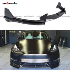 Carbon Fiber Style Front Bumper Lip Splitter Spoiler For 2020-2024 Tesla Model Y
