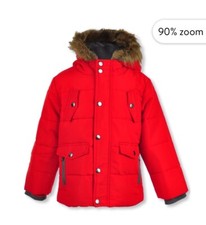 Rothschild Boys' Faux-Fur Hooded Parka - red Size 4