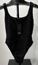 nasty gal bodysuit black  Tank V-style Top Minimalist Staple Piece Sz Small Y2K