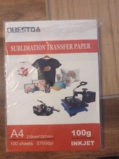 ✅ 100 Fogli Carta Sublimazione A4 - 5760dpi Trasferimento Calore per Stampante Inkjet