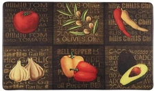 ANTI-FATIGUE CUSHIONED PVC FLOOR MAT (18"x30") VEGGIES, OLIVES, PEPPER & GARLIC
