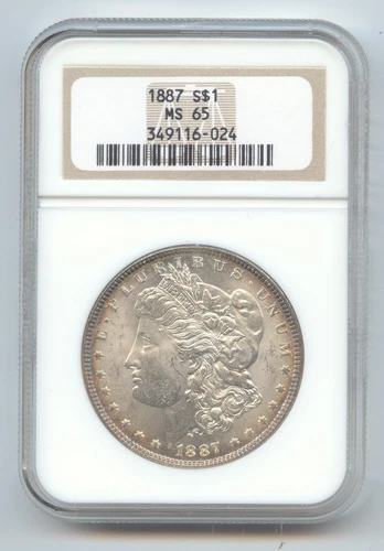 1887 Morgan Silver Dollar, Old NGC Slab, MS-65