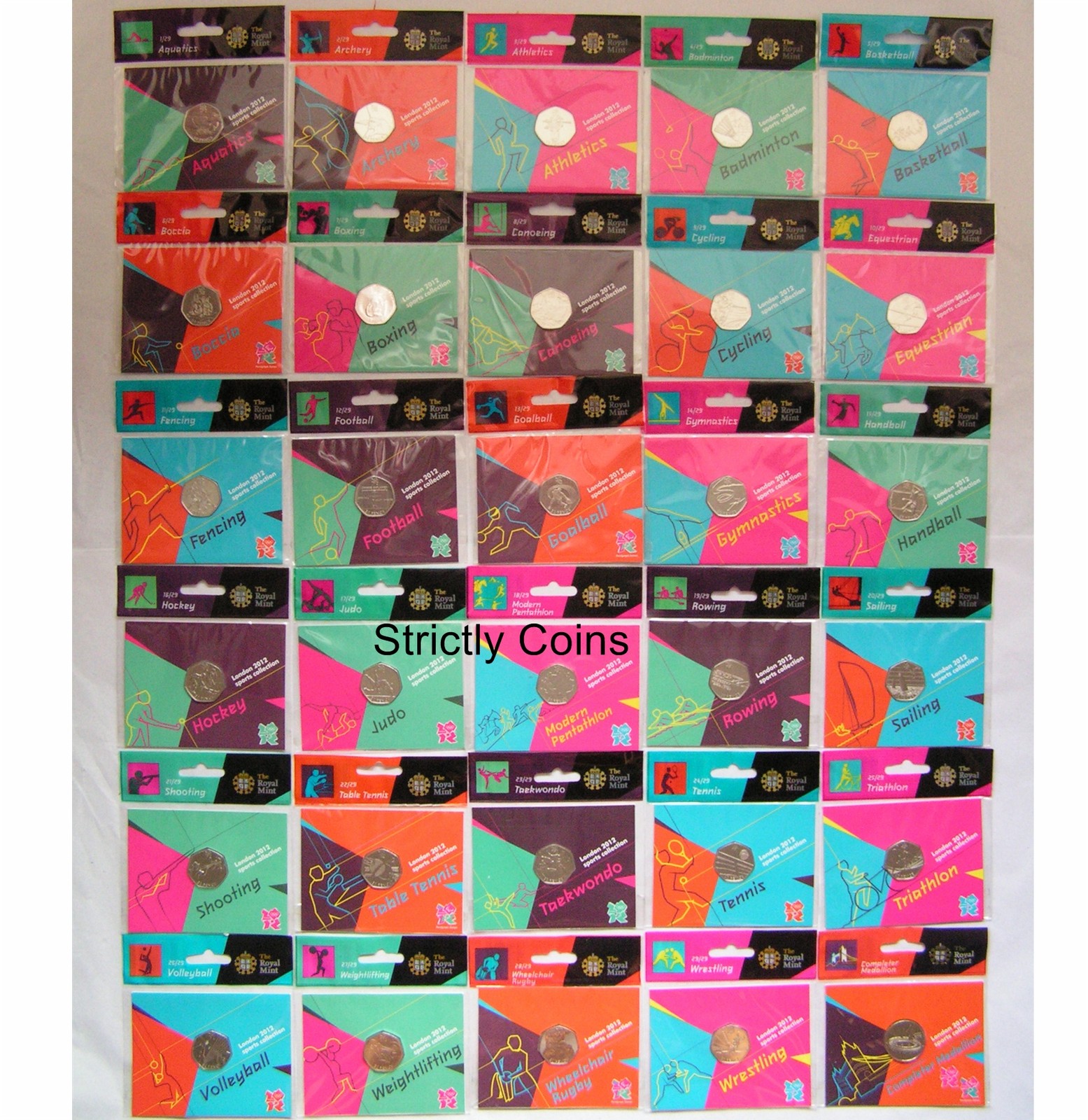 Royal mint london 2012 olympic 50p sport full set 30 coins completer