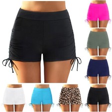 Women Plus Size High Waist Bikini Bottoms Swim Briefs Beach Shorts Ruched