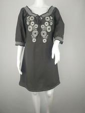 Southern Thread dress medium  gray smocked embroidered  above knee shift EUC