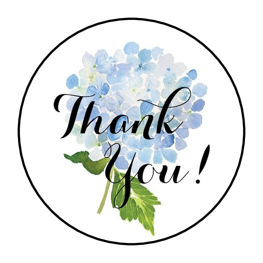 1.5 Inch Thank You Hydrangea Round Stickers for Envelopes 30-Pack