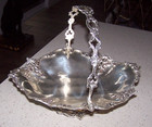 Vintage Ornate Silverplate Bride's Fruit/Bread Footed Basket w/Swing Handle — photo 1