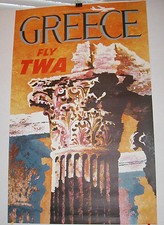 AFFICHE ORIGINALE TWA VERS GRÈCE DAVID KLEIN