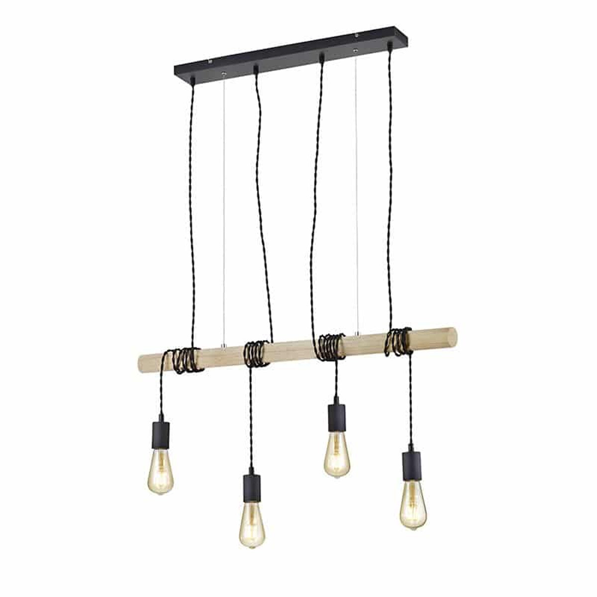 Lampadario sospensione Brody 4xE27 metallo e legno RL Lighting