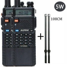 2X BAOFENG UV5R III TRI-BAND HAM RADIO 3800MAH HANDHELD TWO WAY WALKIE 108CM ANT