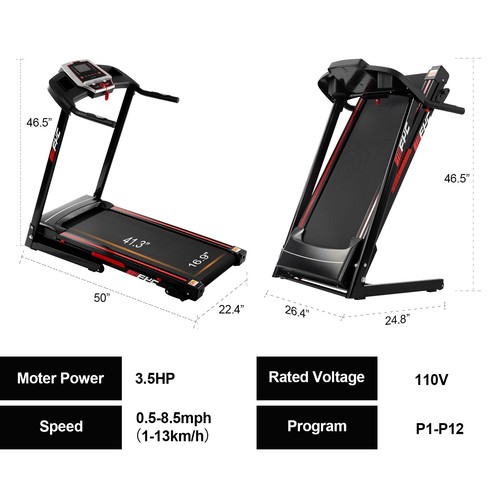 Folding Treadmill for Home Electric 3.5 HP Foldable Running Machine w/Incline - Picture 6 of 6